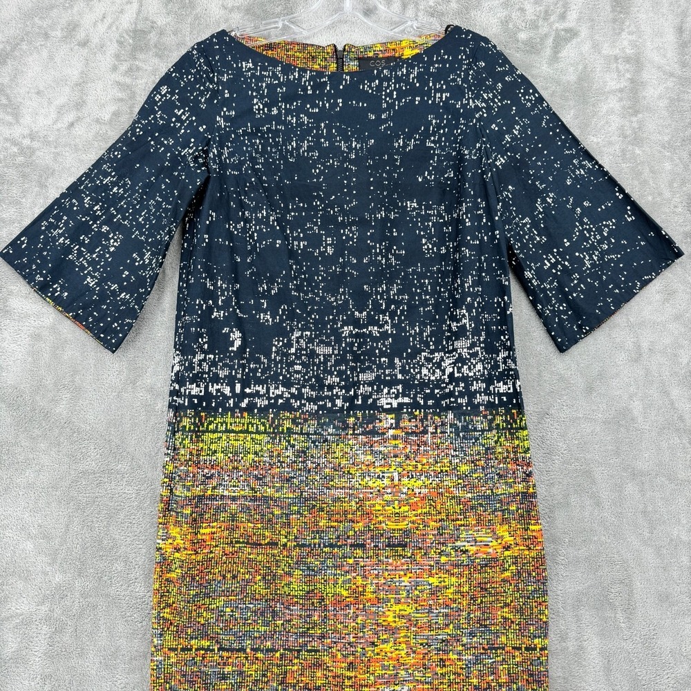 COS Community of Style Dress Womens 34 US 4 Bell Sleeve Abstract Sheath Full Zip - Picture 3 of 9